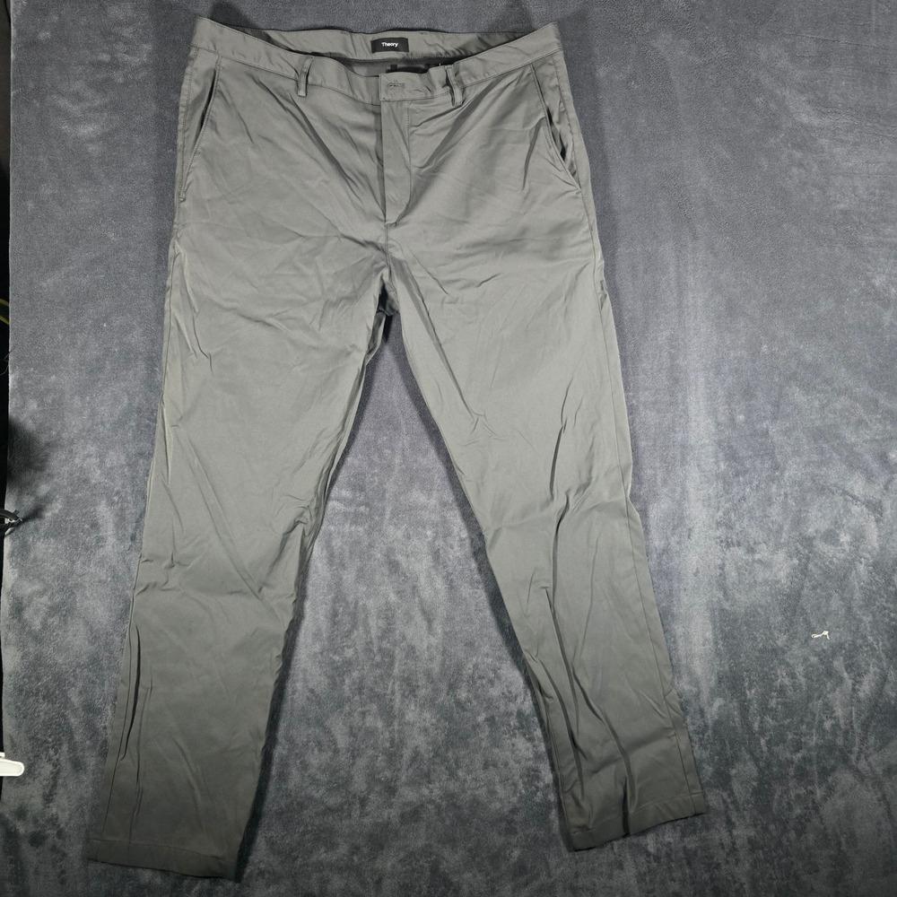 Theory Mens Gray Dress‎ Pants Size 38 Flat Front Chinos Trousers Career